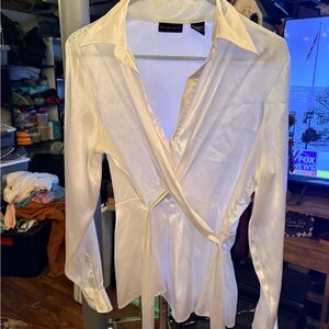 Elegant White Wrap Blouse size 10